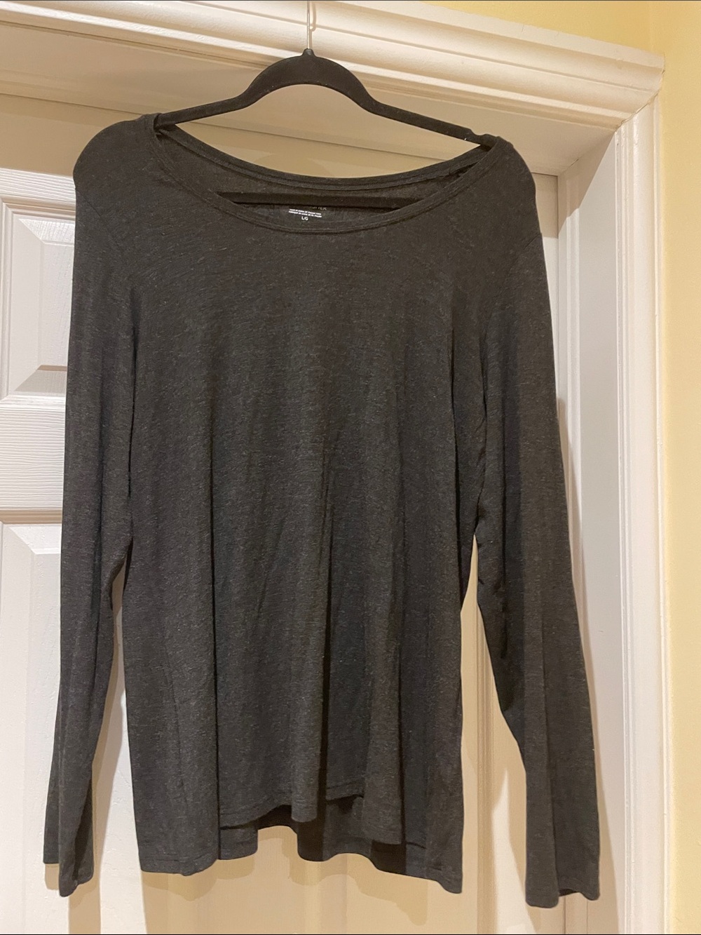 Eileen Fisher L Charcoal Gray Stretch Jersey Tunic Minimalist Lagenlook